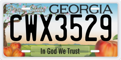 GA license plate CWX3529