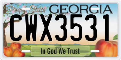 GA license plate CWX3531