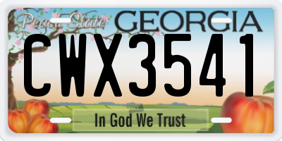 GA license plate CWX3541