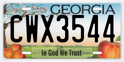 GA license plate CWX3544