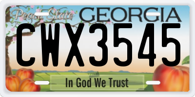 GA license plate CWX3545