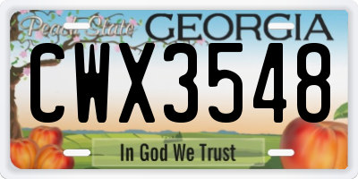 GA license plate CWX3548
