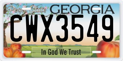 GA license plate CWX3549