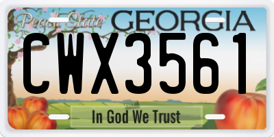 GA license plate CWX3561