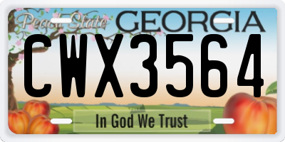GA license plate CWX3564