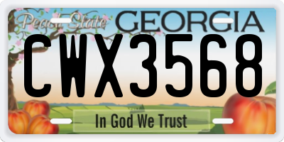 GA license plate CWX3568