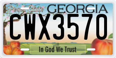 GA license plate CWX3570
