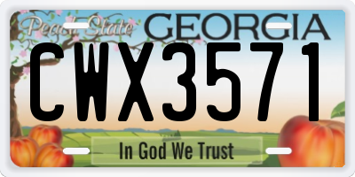 GA license plate CWX3571
