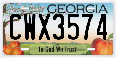 GA license plate CWX3574