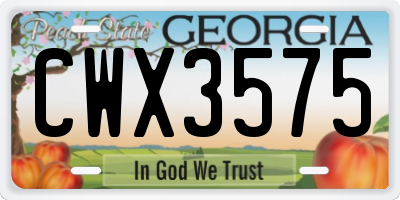GA license plate CWX3575