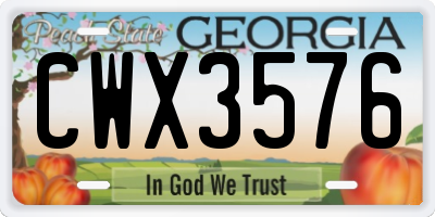 GA license plate CWX3576