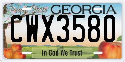 GA license plate CWX3580