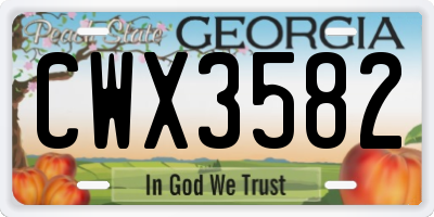 GA license plate CWX3582