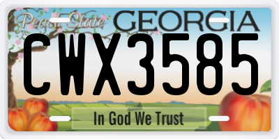 GA license plate CWX3585