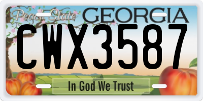 GA license plate CWX3587