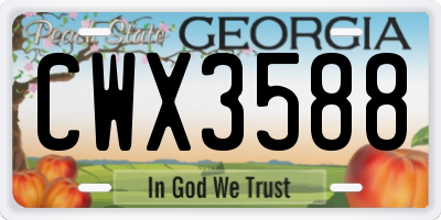 GA license plate CWX3588