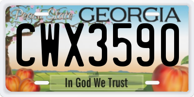 GA license plate CWX3590