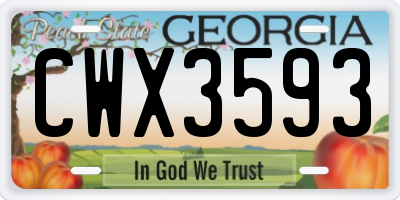 GA license plate CWX3593