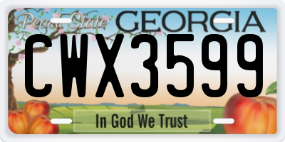 GA license plate CWX3599