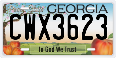 GA license plate CWX3623