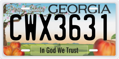 GA license plate CWX3631