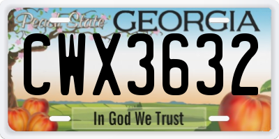 GA license plate CWX3632