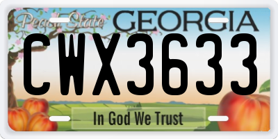 GA license plate CWX3633