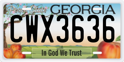 GA license plate CWX3636