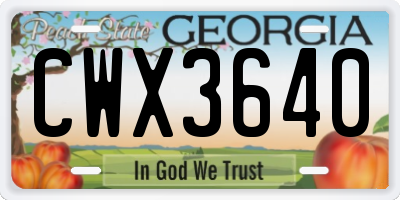 GA license plate CWX3640