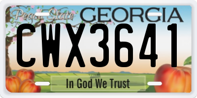 GA license plate CWX3641
