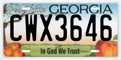 GA license plate CWX3646