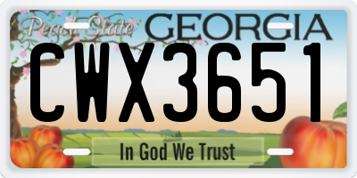 GA license plate CWX3651