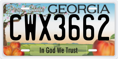 GA license plate CWX3662