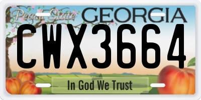 GA license plate CWX3664