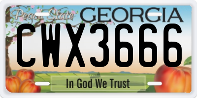 GA license plate CWX3666