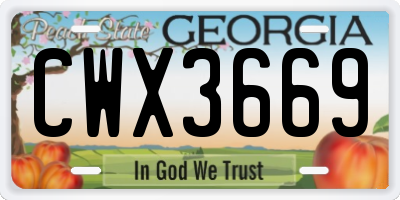 GA license plate CWX3669