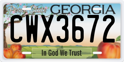 GA license plate CWX3672
