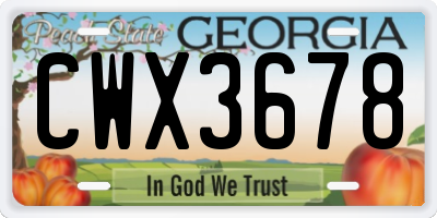 GA license plate CWX3678