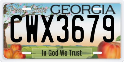 GA license plate CWX3679
