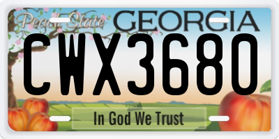 GA license plate CWX3680