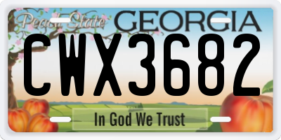 GA license plate CWX3682