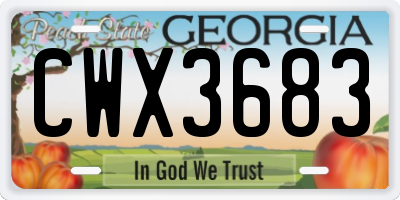 GA license plate CWX3683