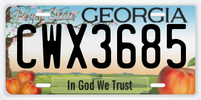 GA license plate CWX3685