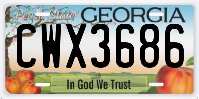 GA license plate CWX3686