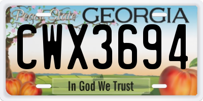 GA license plate CWX3694