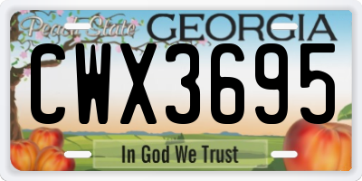 GA license plate CWX3695