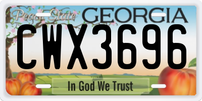 GA license plate CWX3696