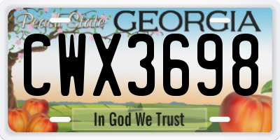 GA license plate CWX3698