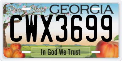 GA license plate CWX3699