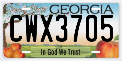GA license plate CWX3705